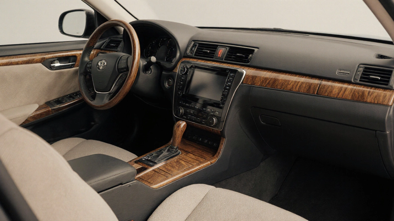 Салон Toyota Crown в стиле джапанди: тёплое дерево, льняные ткани, мягкий свет, идеальная чистота.