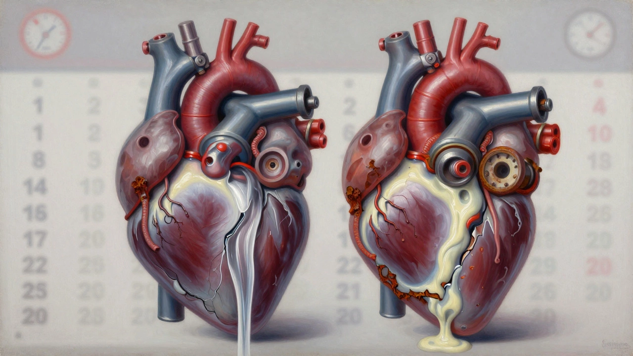 Сердце, заменённое двигателем: чистое масло с одной стороны, грязная эмульсия — с другой.