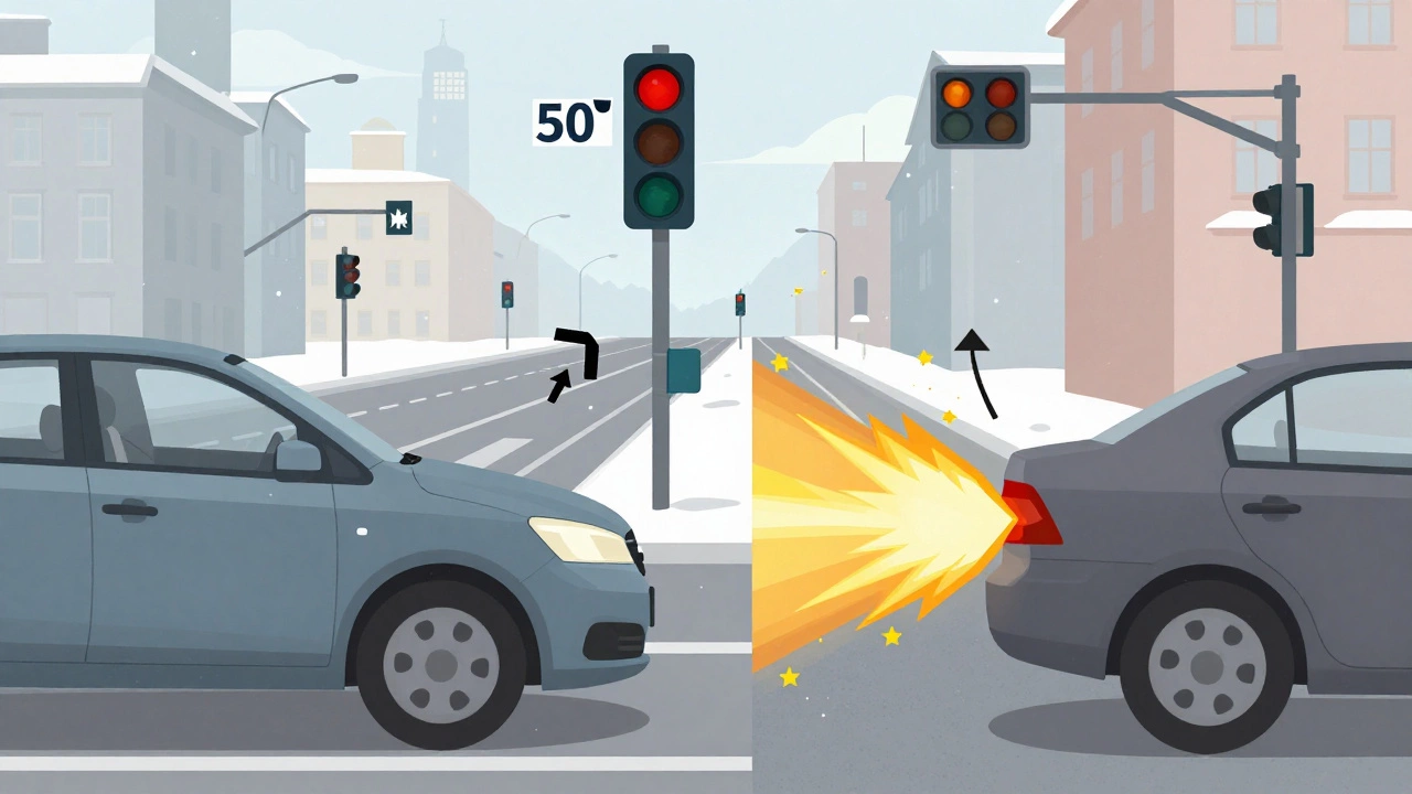 Сравнение двух стилей торможения: плавное замедление и резкое торможение на городской улице.