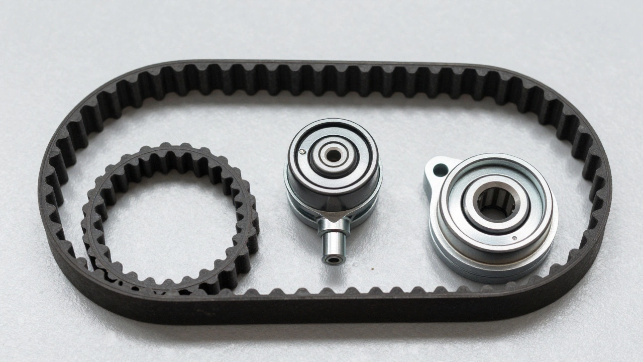 Новый комплект ГРМ с ремнем и роликами на рабочем столе