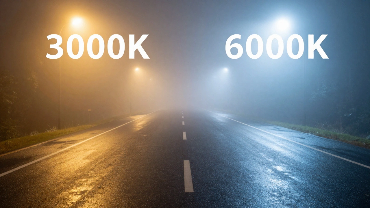 Сравнение желтого и белого света фар: желтый свет лучше пробивает туман и видит дорогу